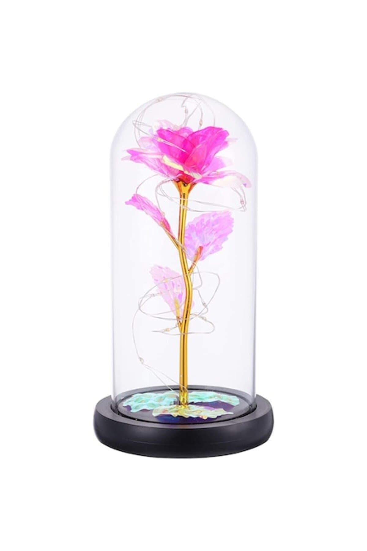 Fotografie produs: Trandafir în cupolă de sticlă, „Frumoasa și Bestia”, lumină LED, Ziua Îndrăgostiților, roz - Roz