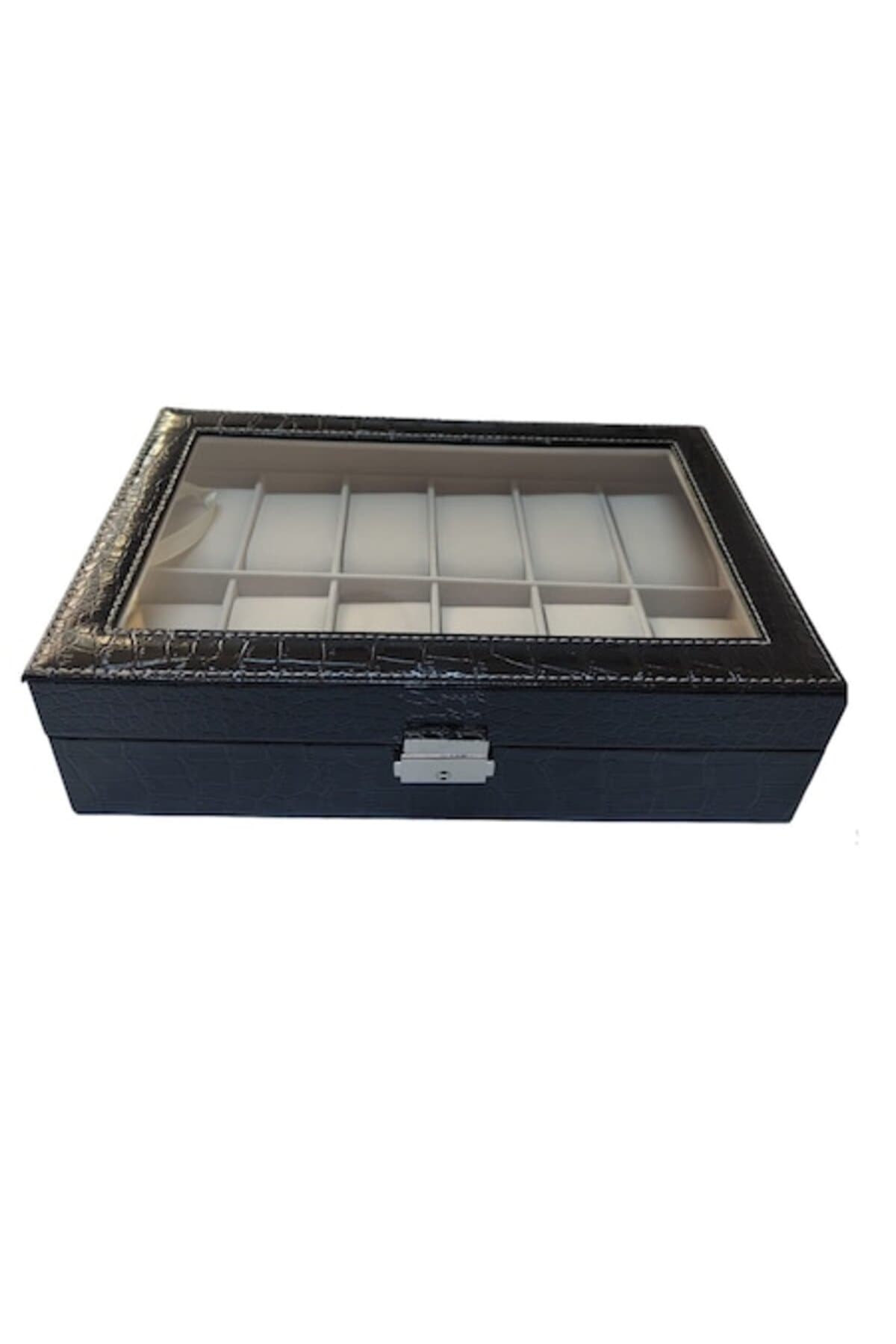 Fotografie produs: Cutie de depozitare pentru 12 ceasuri, piele ecologică, neagră - Negru