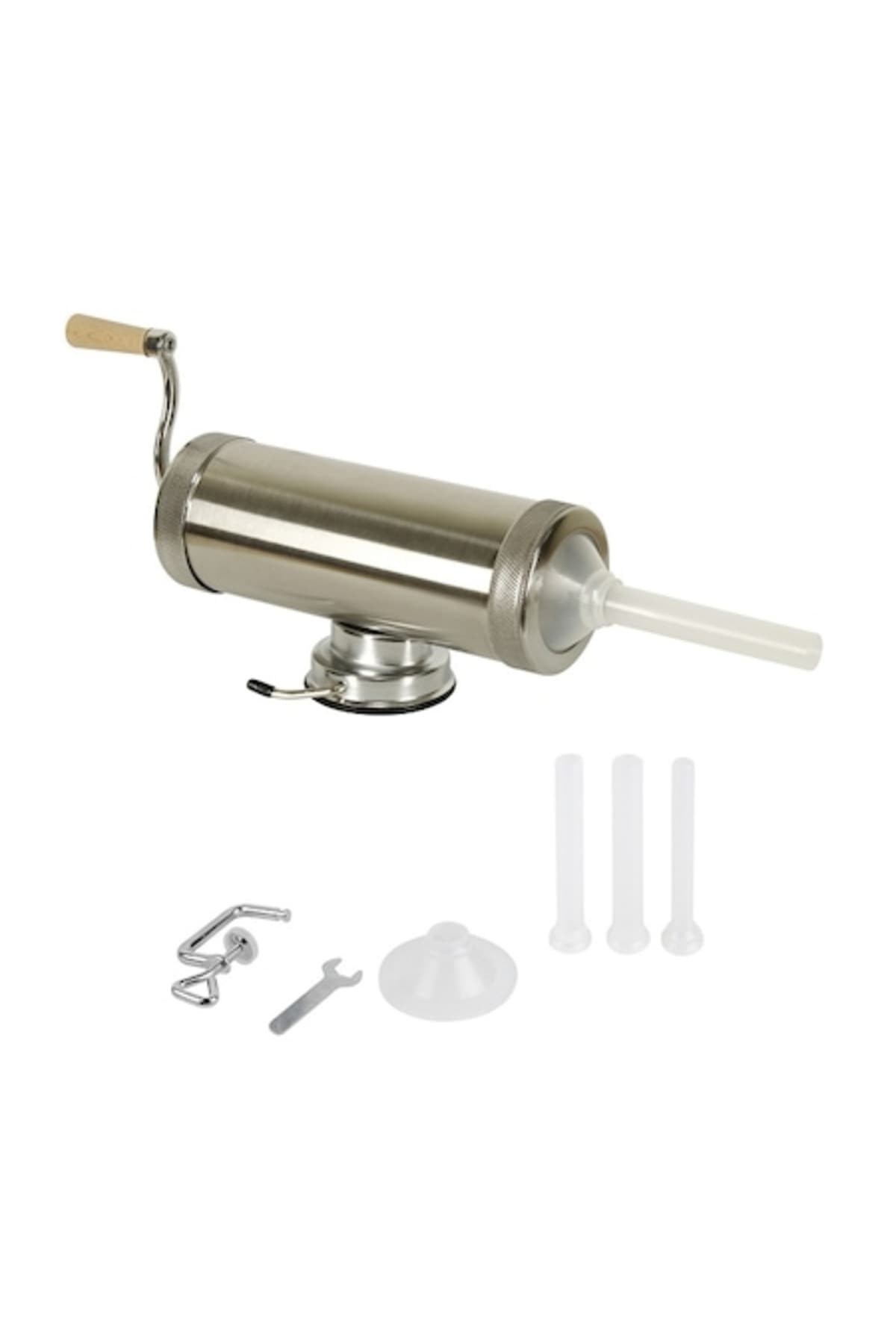 Fotografie produs: Aparat orizontal de făcut cârnați Y79, oțel inoxidabil durabil, 2,7 kg, 3 duze de dimensiuni diferite incluse,