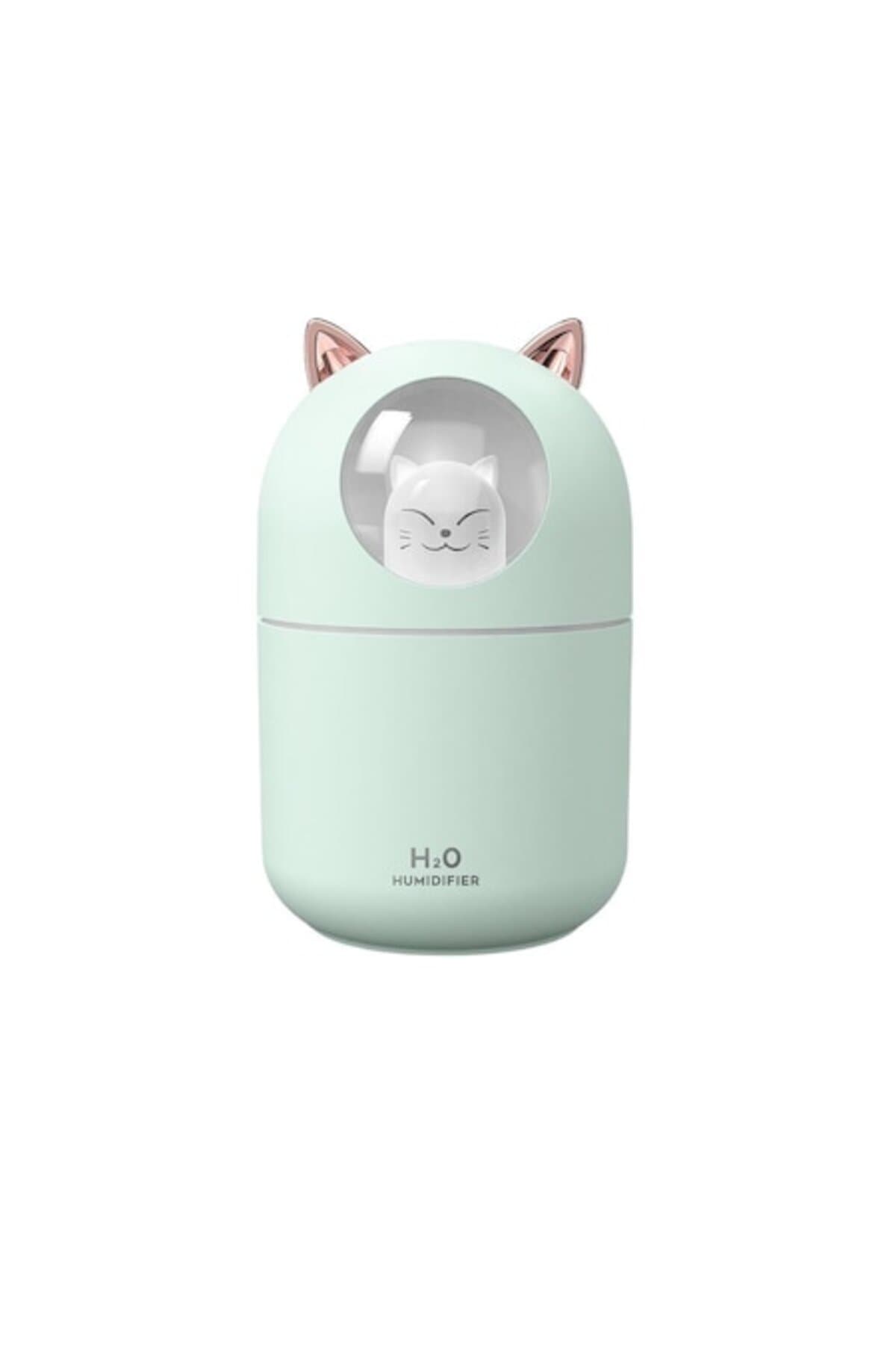 Fotografie produs: Difuzor de uleiuri esențiale, aromaterapie, purificator de aer, rezervor de 300 ml, cu lumină, Kitten, turcoaz