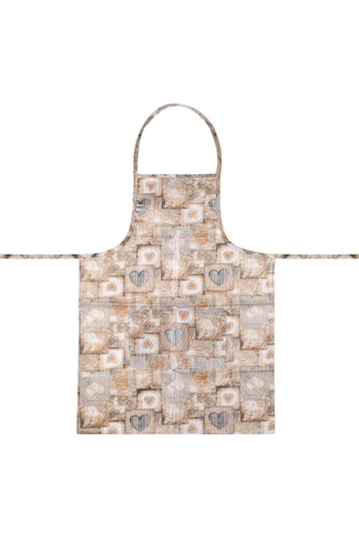 Fotografie produs: Șorț de bucătărie, ETK, model cu inimă, buzunar, impermeabil, 55x75 cm - Bej