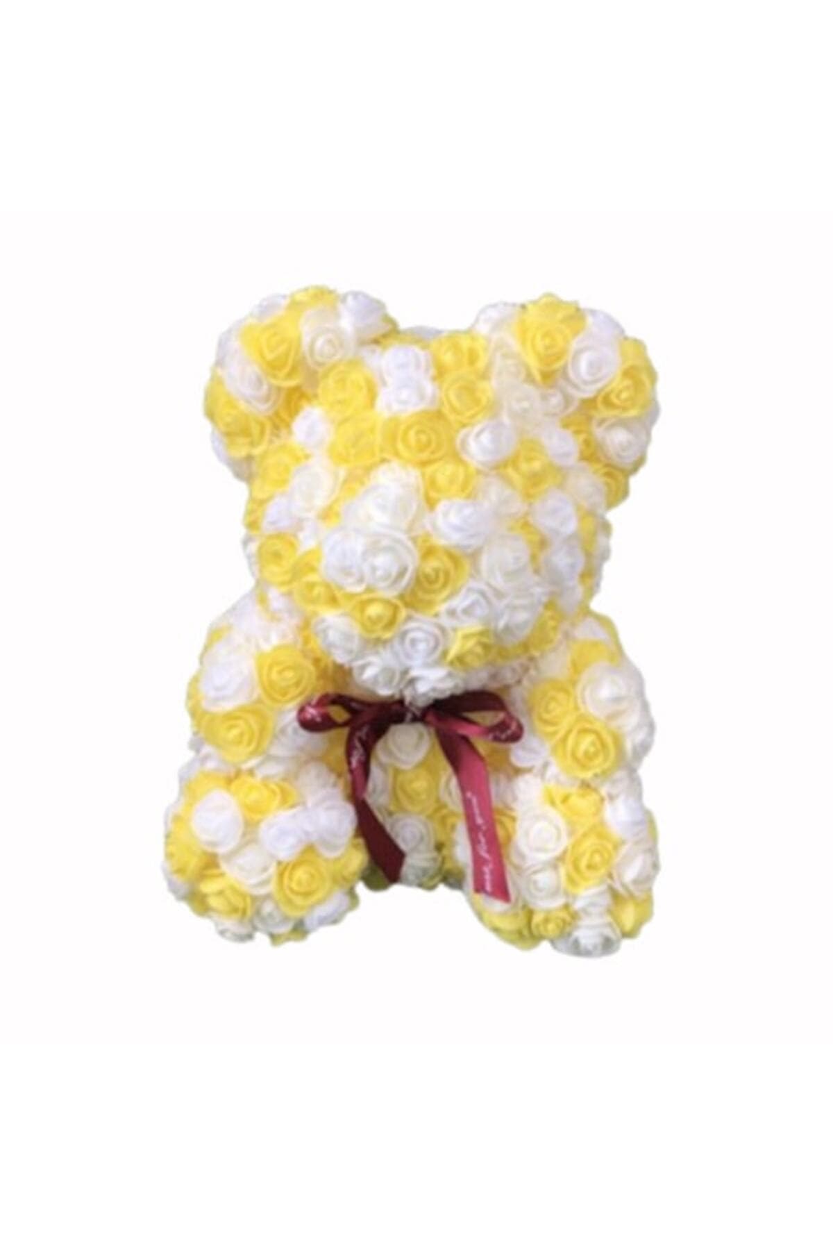 Fotografie produs: Ursuleț 25 cm de pluș din spumă cu trandafiri 25 cm cu cutie - Multicolor