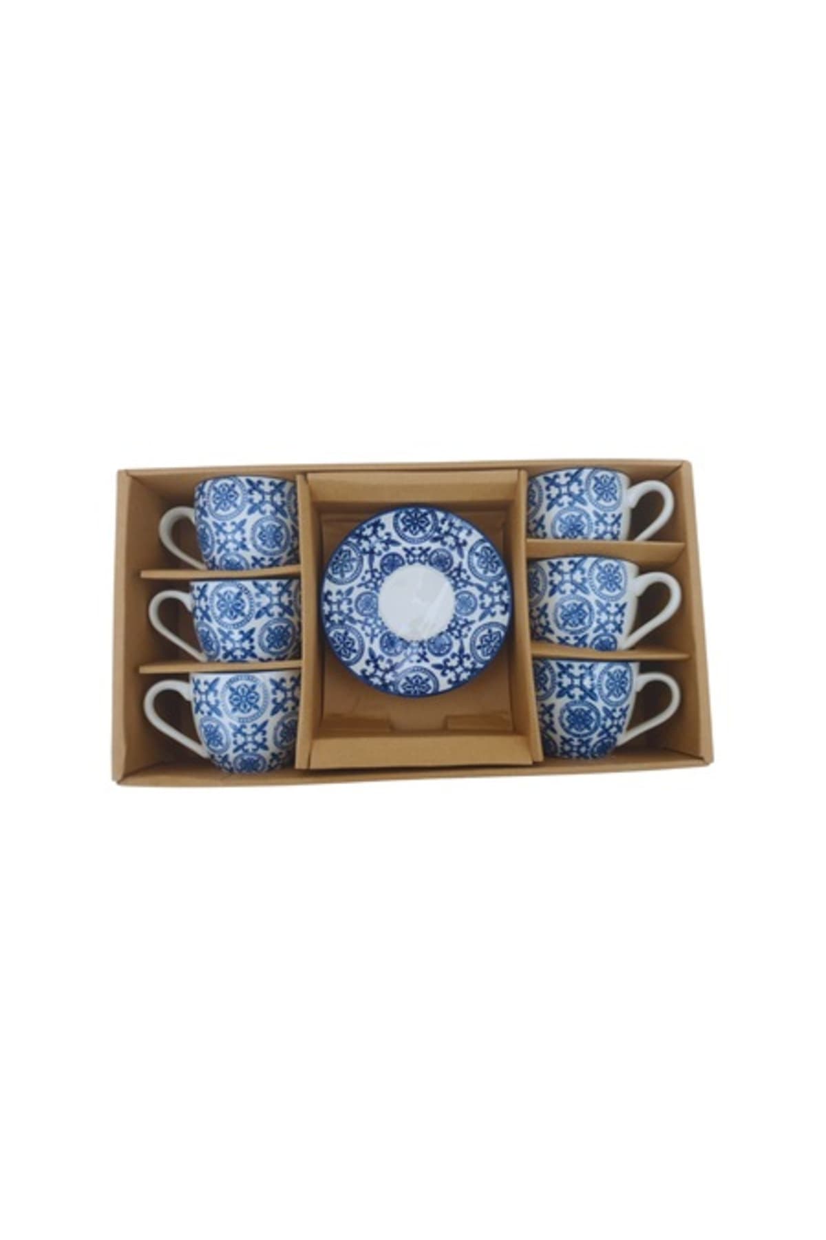 Set de 6 căni și farfurii, Arteregal, alb și albastru 6 cani