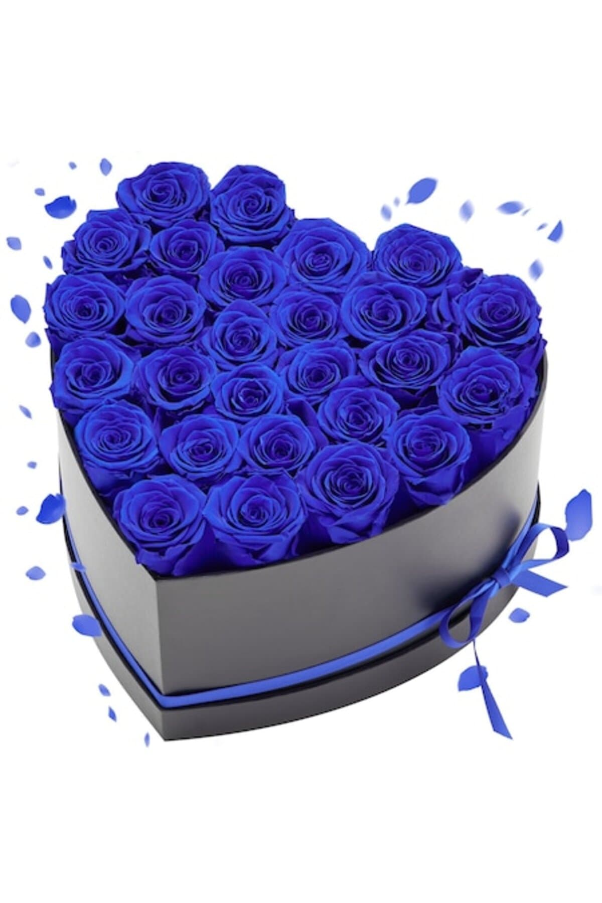 Fotografie produs: Trandafiri conservați în cutie în formă de inimă - ALBASTRU