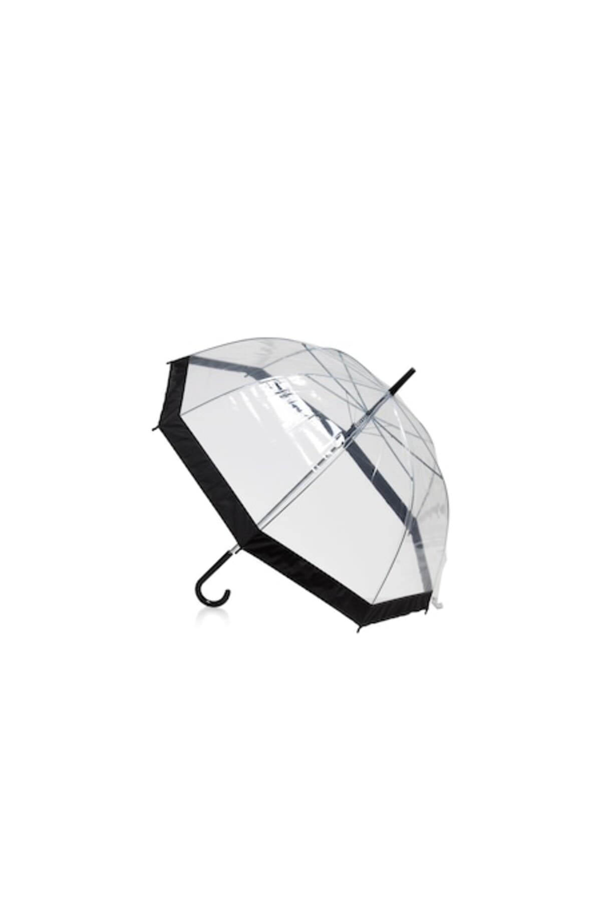 Fotografie produs: Umbrelă transparentă q7 cu bandă neagră pentru femei - Negru Transparent