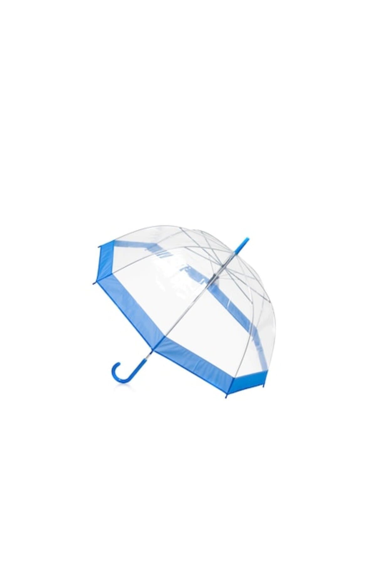 Fotografie produs: Umbrelă transparentă cu bandă albastră QR5 - alb