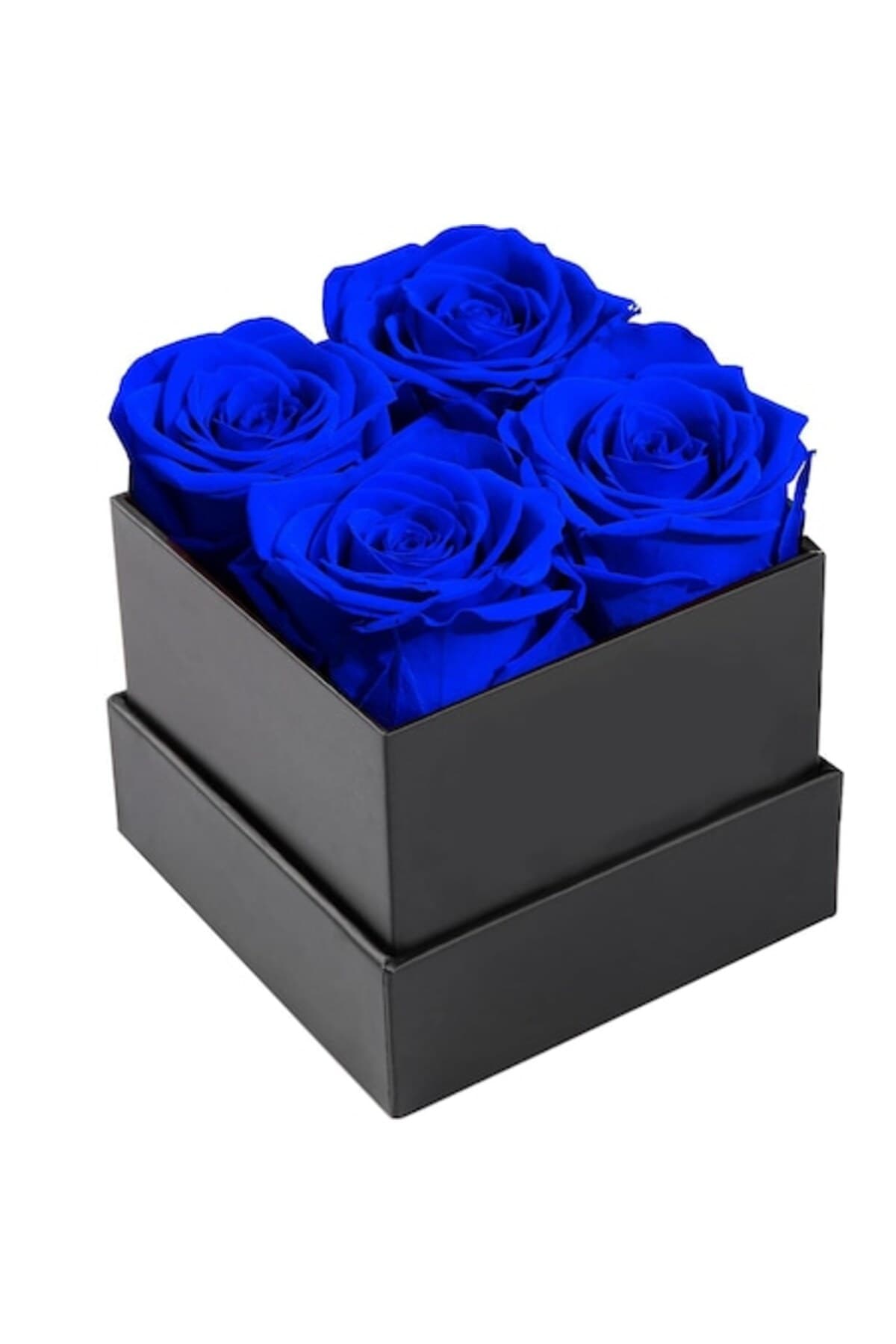 Fotografie produs: Aranjament floral cu trandafiri roșii în cutie neagră, set 4 buc. - Albastru