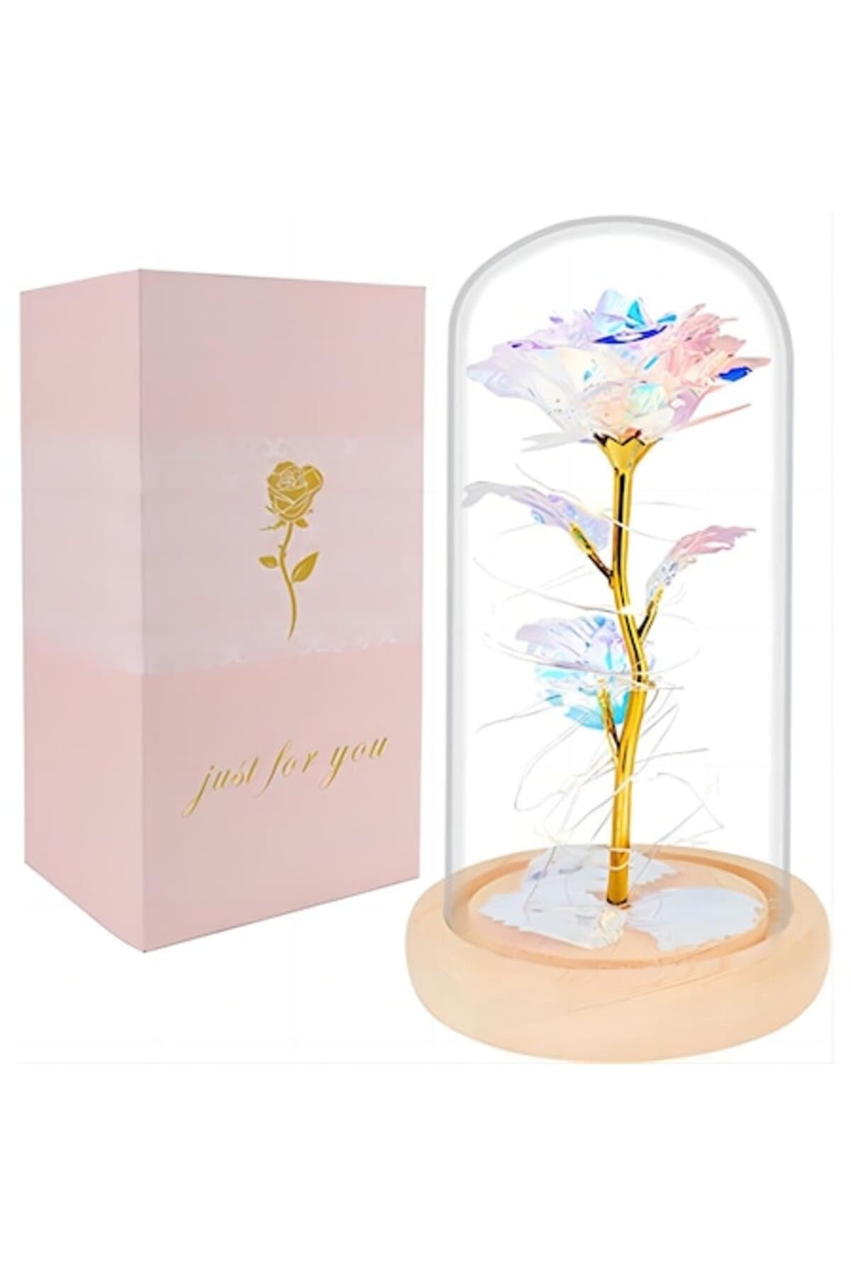 Fotografie produs: Trandafir artificial în cupolă de sticlă, Bliibee® - PINK