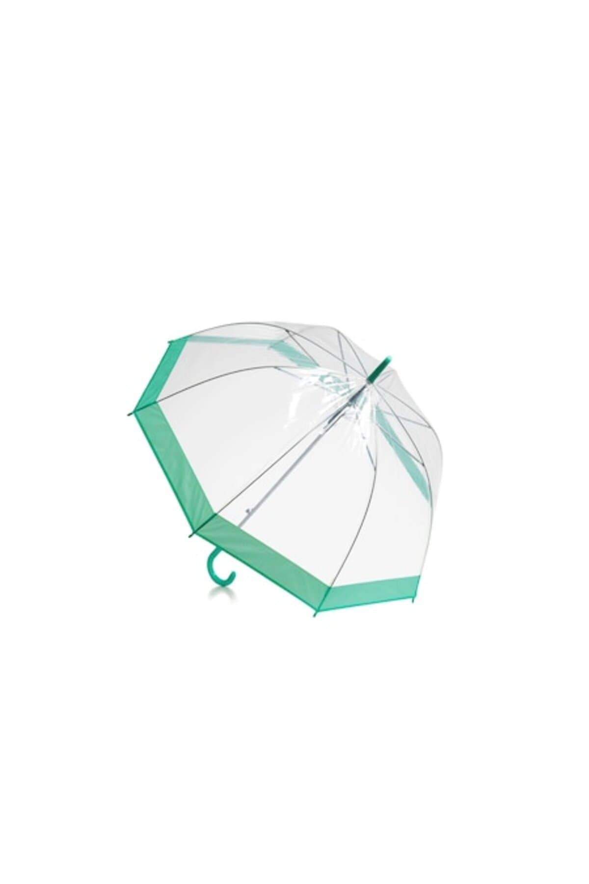 Fotografie produs: Umbrelă transparentă cu bandă verde pentru femei q6 - Verde Transparent