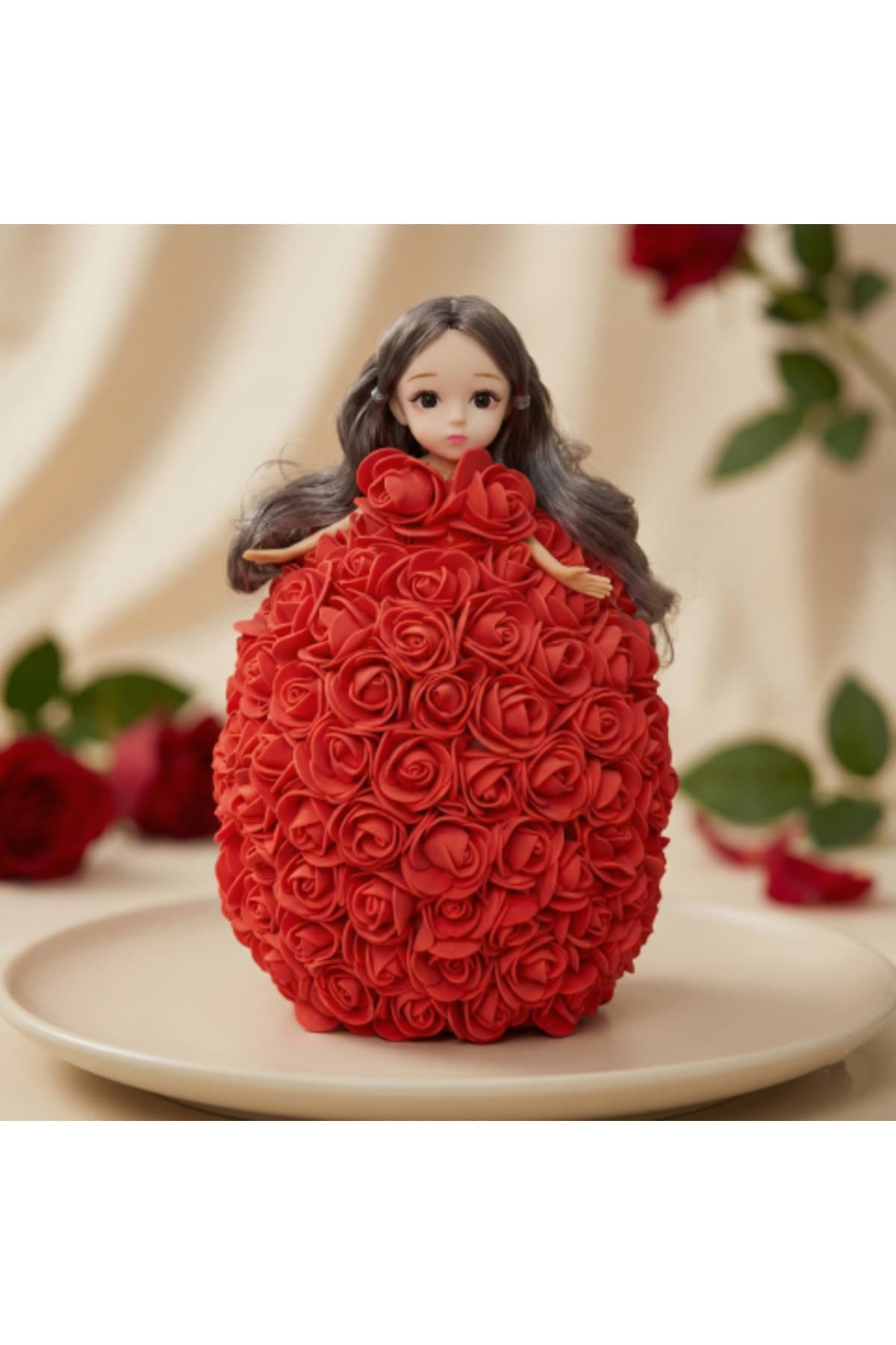 Fotografie produs: Aranjament floral în formă de inimă cu 11 trandafiri de săpun - MULTICOLOR