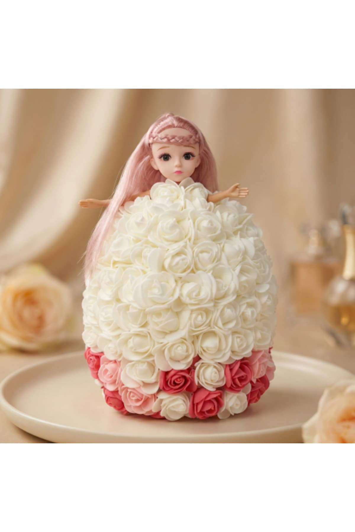 Fotografie produs: Aranjament floral în formă de inimă cu 11 trandafiri de săpun - Multicolor