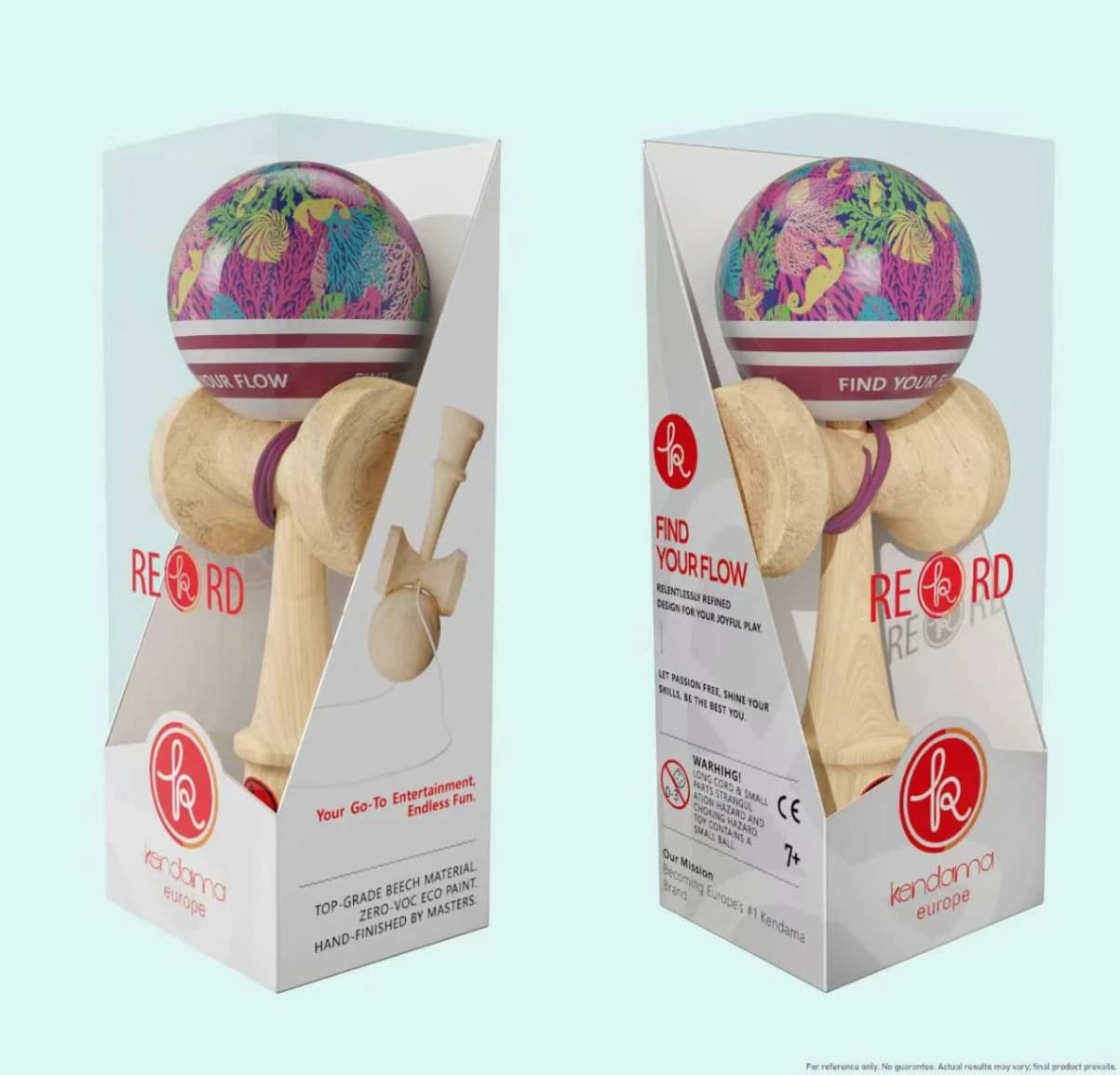 Kendama Europe Record Plus Aqua MC Liquid Love, Base Cup Cupe Mari, 18.5 cm , si o ata de rezerva