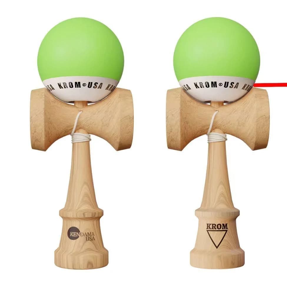 Kendama KROM USA verde lime ,18, 5 cm, Base cup, Cupe mari si set ata cadou