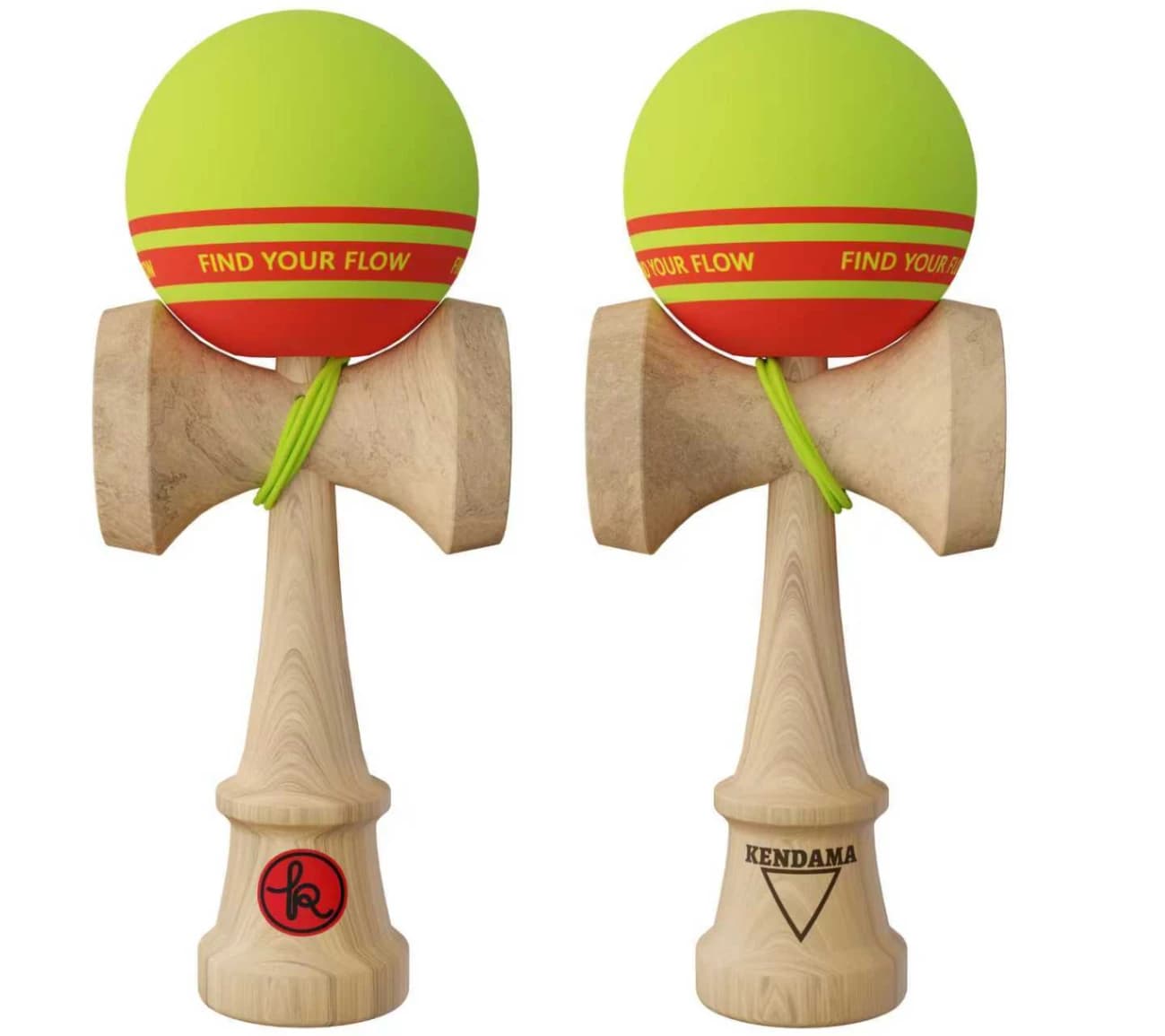 Kendama Record Plus verde mat, Base cup, cupe mari, 18,5 cm si set ata cadou