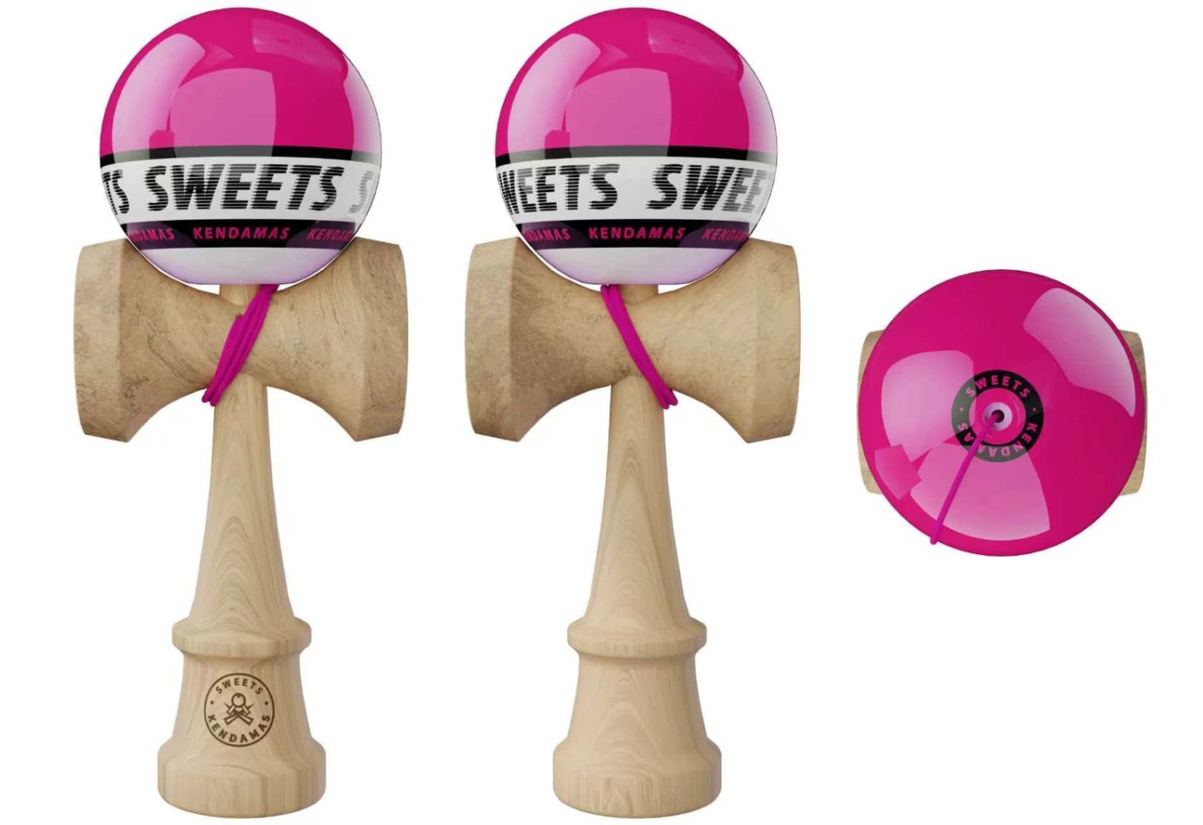 Kendama Sweets Starter - Roz, Base Cup, Cupe Mari, marime mare 18,5 cm si o ata de rezerva