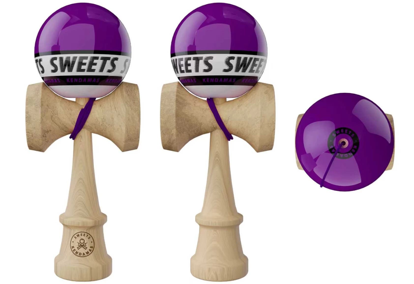Kendama Sweets STARTER - Mov, Base Cup, Cupe Mari, marime mare 18,5 cm si o ata de rezerva
