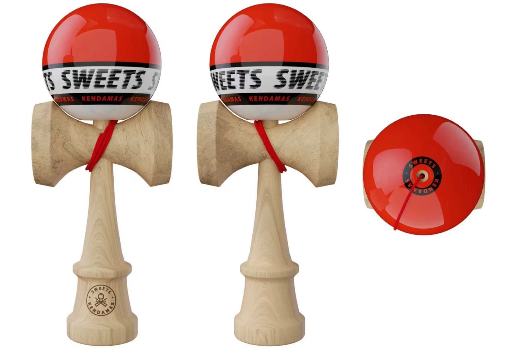 Kendama Sweets Starter - Rosu, Base Cup, Cupe Mari, marime mare 18,5 cm si o ata de rezerva