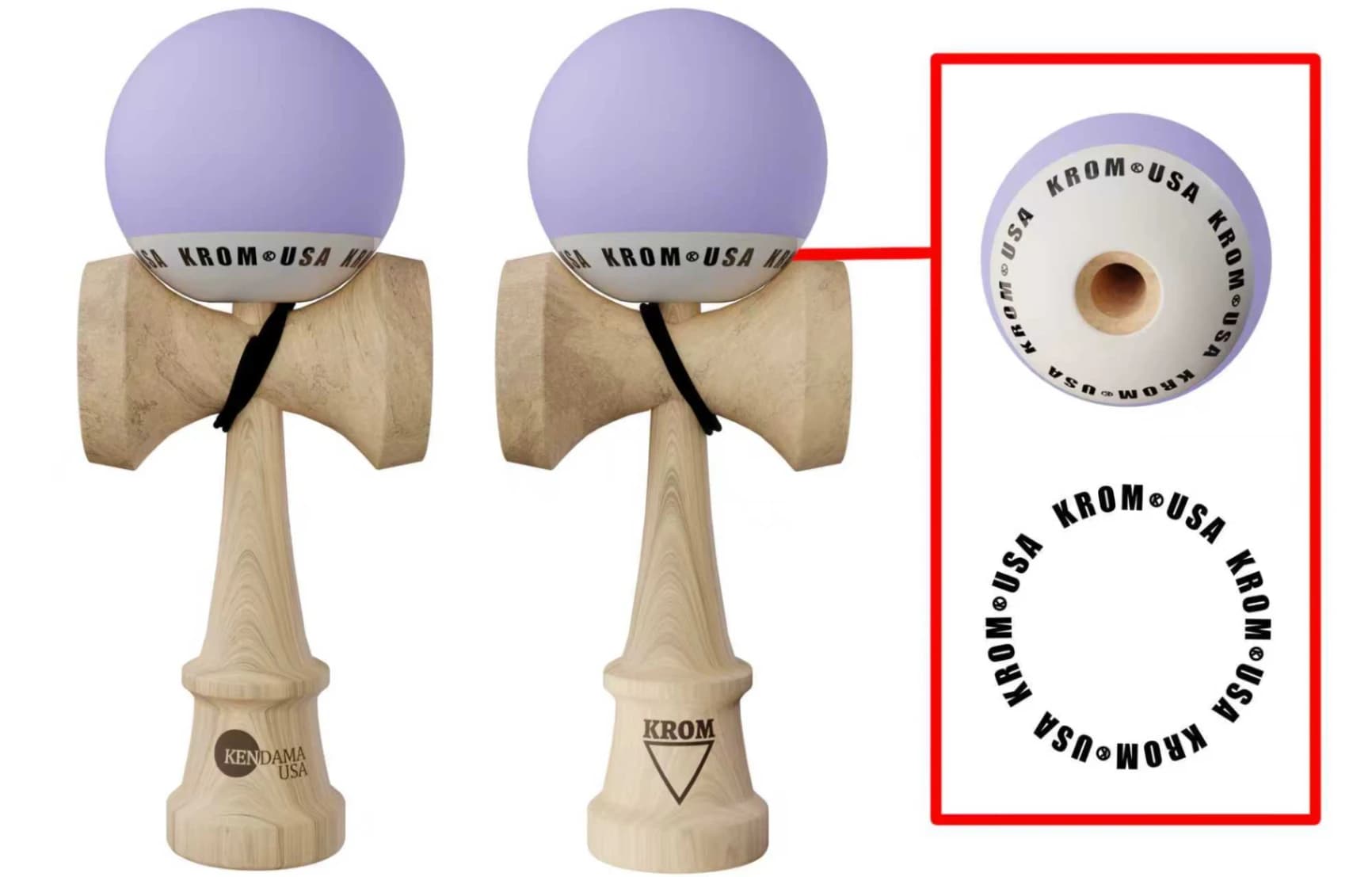 Fotografie produs: Kendama KROM USA mov ,18, 5 cm, Base cup, Cupe mari si set ata cadou - mov