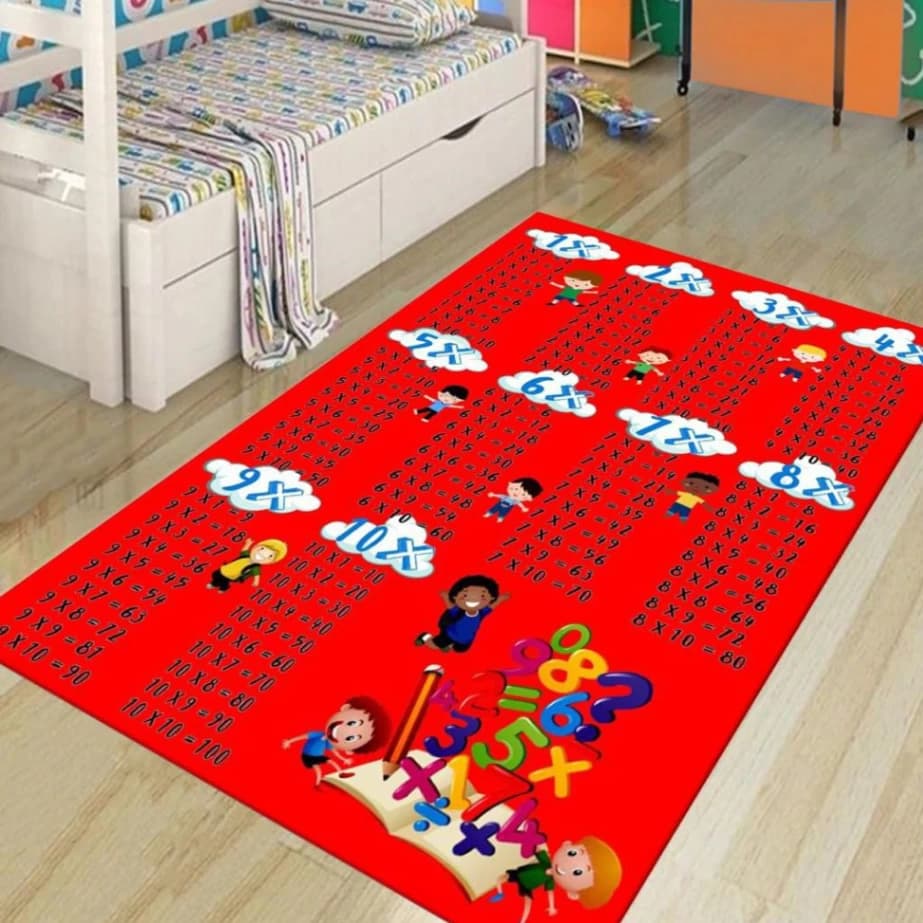 Fotografie produs: Covoras Pentru Copii Educativ Cu Tabla Inmultirii, 120 x 180 cm, Rosu - Rosu