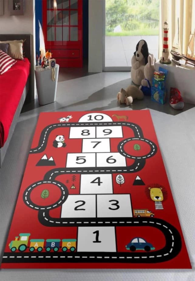 Fotografie produs: Covor Educativ Tabla Inmultirii pentru Copii, 120 x 180 cm , Rosu - Rosu