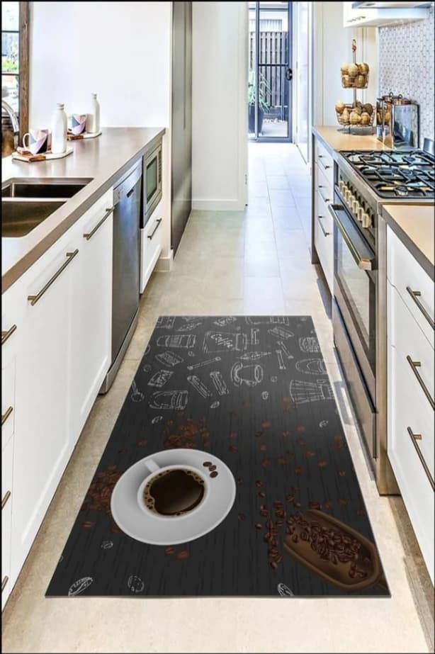 Fotografie produs: Covor Decorativ, Model Cafea Pentru Bucatarie, 120 x 180 cm - Maro