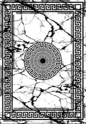 Fotografie produs: Covoras Decorativ pentru Sufragerie, 180 x 120 cm, Model Alb- Negru - Alb