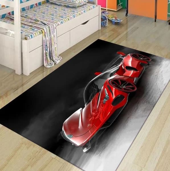Fotografie produs: Covoras Pentru Copii Model cu Masinuta Rosie, 120 x 180 cm - Rosu