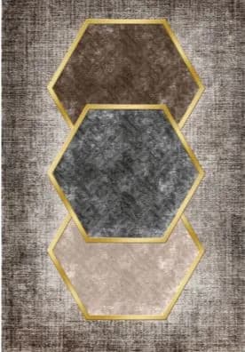 Fotografie produs: Covor Antiderapant 120 x 180 cm , Culoare Maro-Crem - Crem