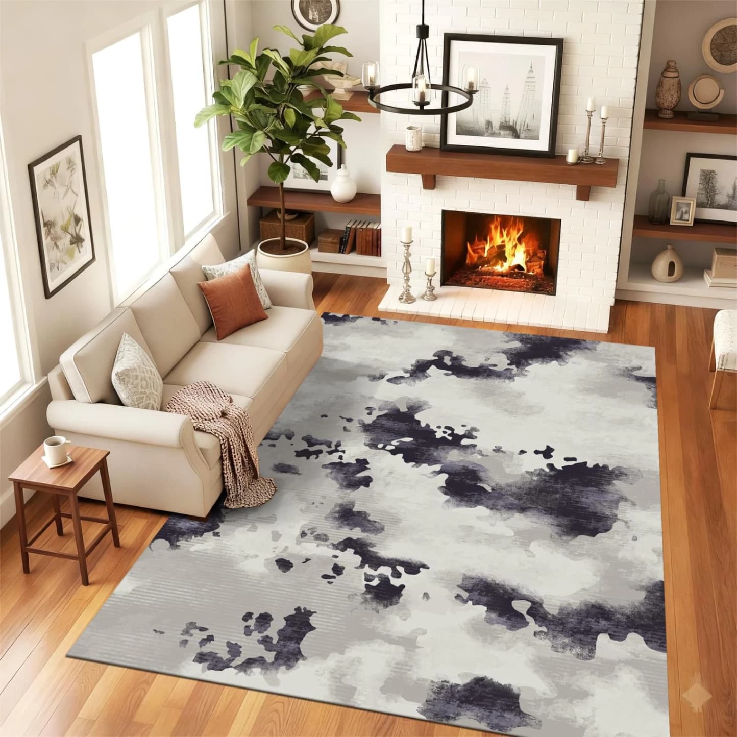 Fotografie produs: Covor modern cu design abstract cu model Marble GRI 150X230 CM - GRI