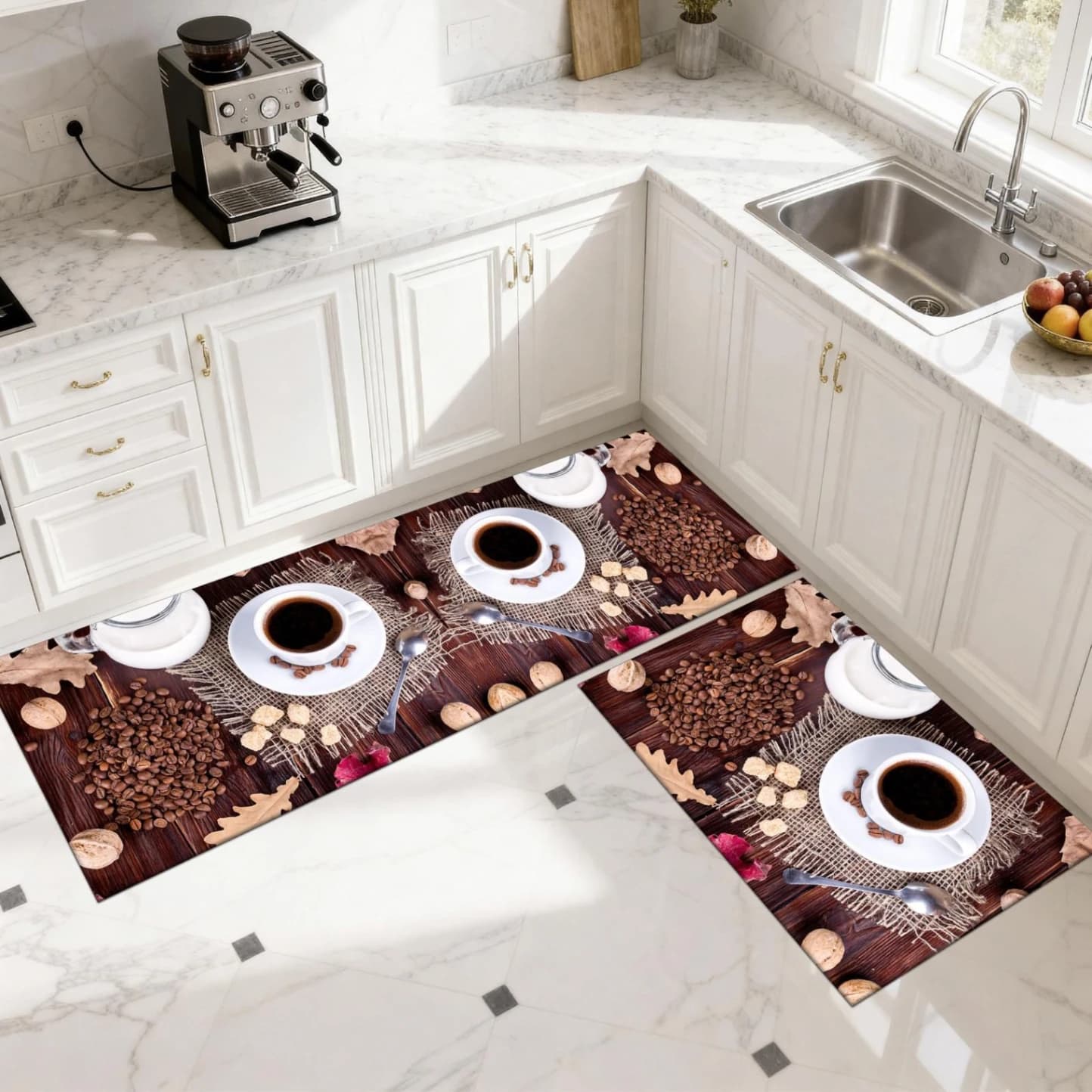 Set 2 covoare de Bucatarie, Master Chef, Antiderapant, 50x60cm, 50x120cm, Multicolor MARO