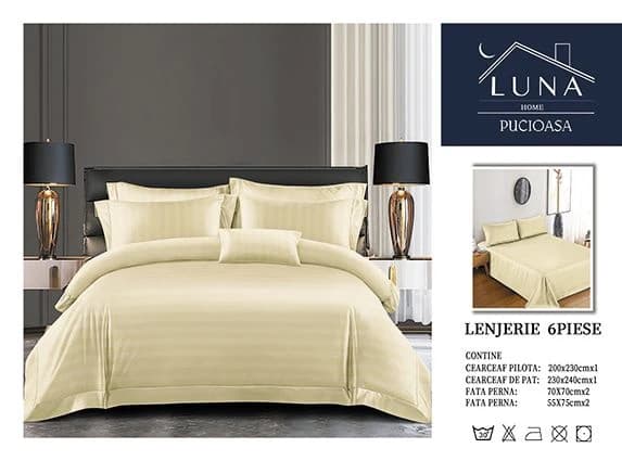 Lenjerie de pat din Damasc, pentru pat dublu, 6 piese 200X230 CM