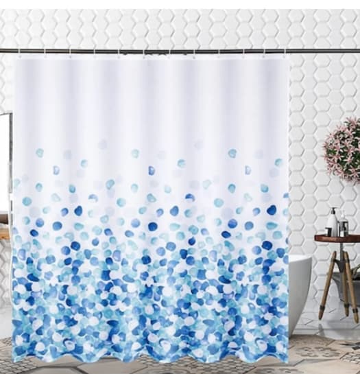 Perdea de dus 180x200 cm, rezistentă la apă și ușor de întreținut picaturi albastre