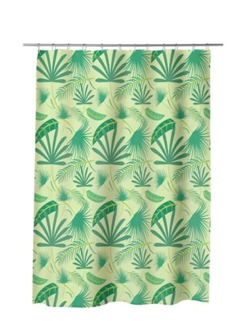 Perdea de baie 180x180 cm, rezistentă la apă și ușor de întreținut frunze verzi