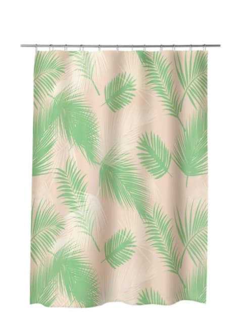 Perdea de baie 180x180 cm, rezistentă la apă și ușor de întreținut frunze roz