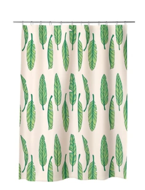 Perdea de baie 180x180 cm, rezistentă la apă și ușor de întreținut frunze lungi