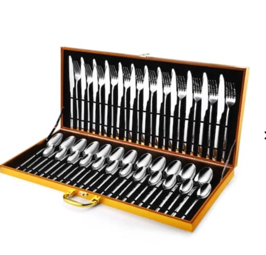 Set tacâmuri din oțel inoxidabil 48 piese, TRENDY'S, ediție lux, cromat 48 piese