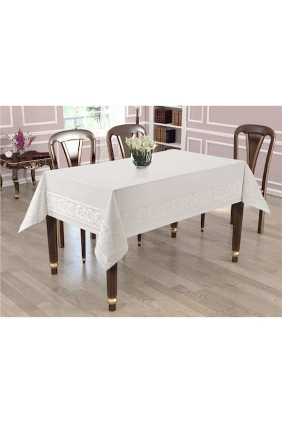 Fotografie produs: Fata de masa cu ata si ac, poliester, rezistenta la pete, 140 x 220 cm, alba