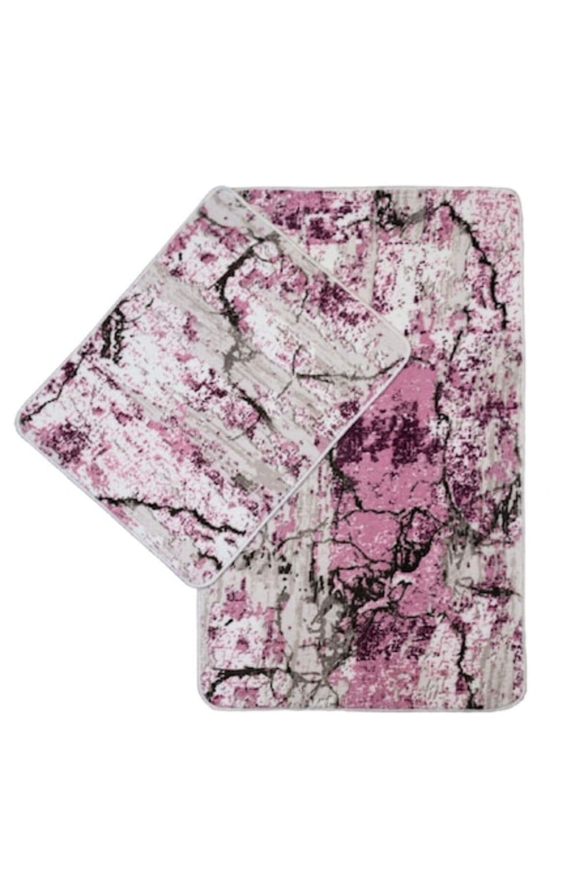 Fotografie produs: Set de 2 covorase de baie, antiderapante, Dafin, 60/100 cm, 45/60 cm, roz