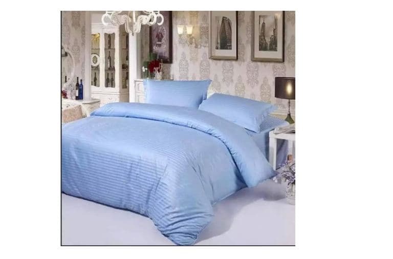 Lenjerie de pat din Damasc, pentru pat dublu, 6 piese- albastru deschis 200 x 230 cm