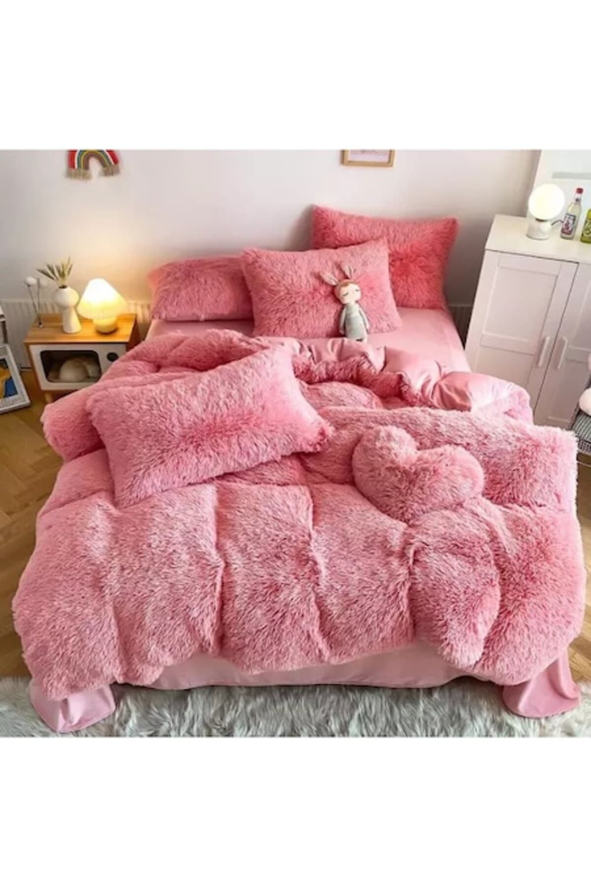 Fotografie produs: Set de lenjerie de pat Cocolino super pufos, 6 piese, pat dublu, roz pudrat