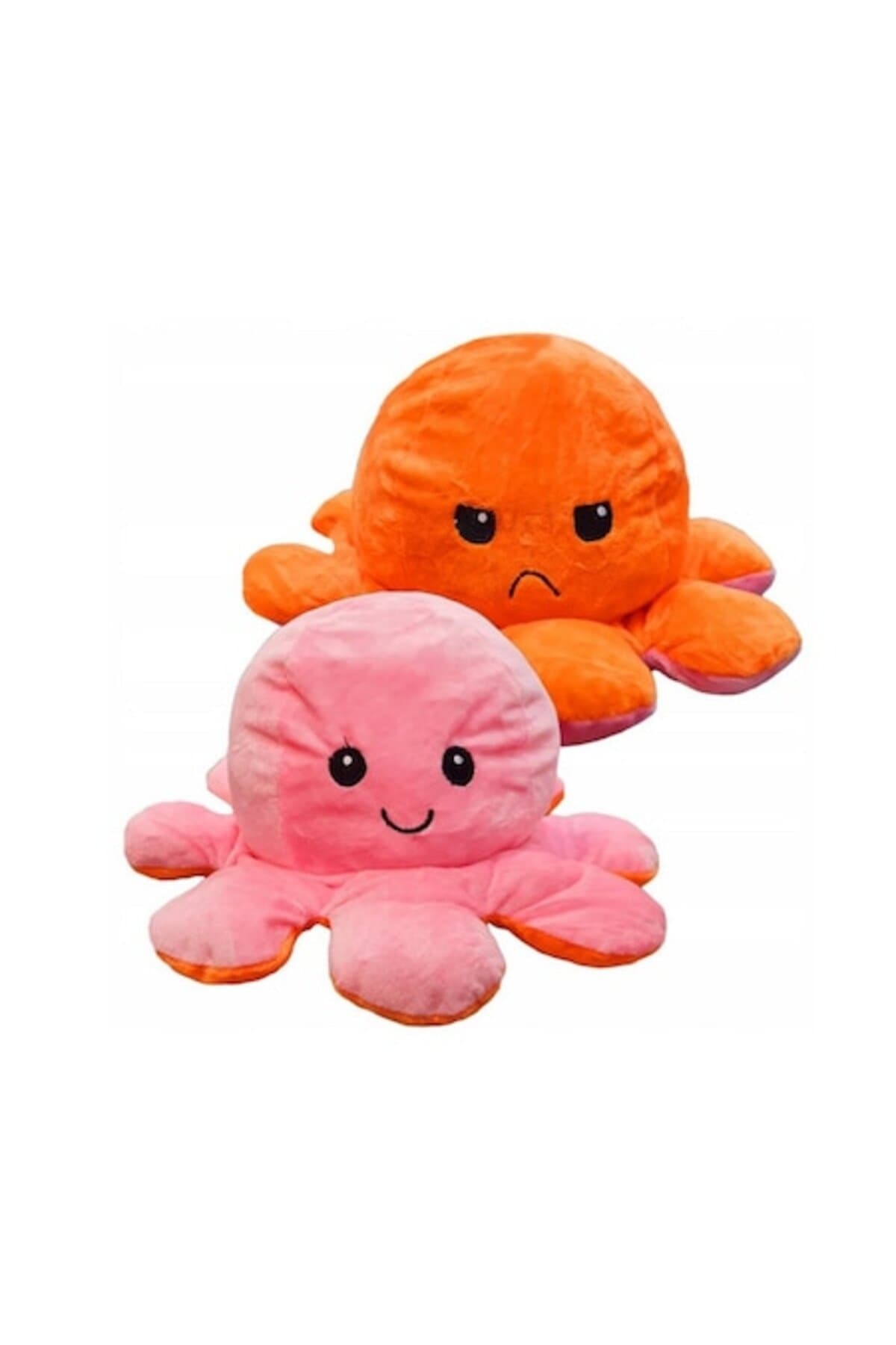 Jucarie de plus Caracatita cu doua fete, Bumbac, 20 cm, 0+ ani, Portocaliu/Roz