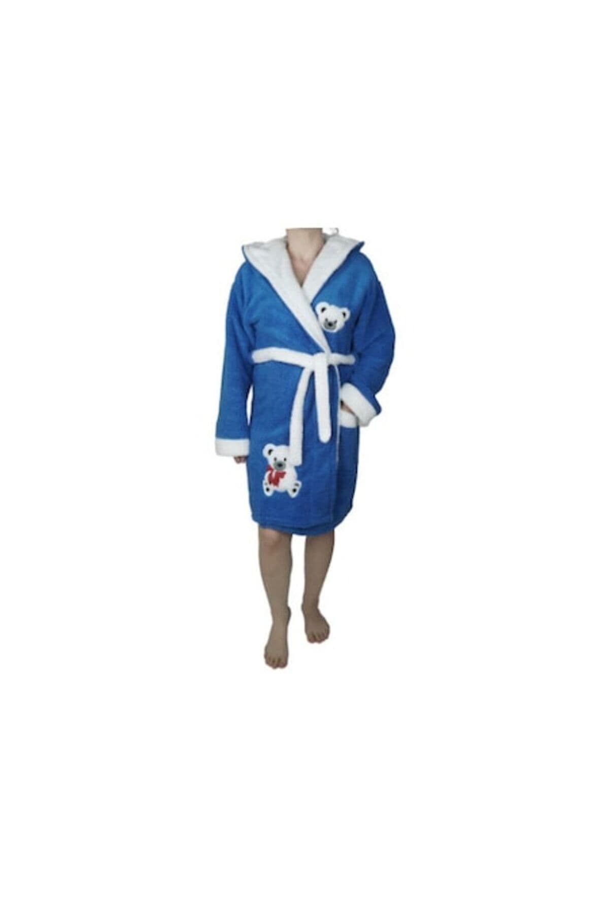 Fotografie produs: Halat de baie pentru femei cu ursulet de plus, buzunar, cocolino, gluga, albastru L-XL - Concept E Efrall