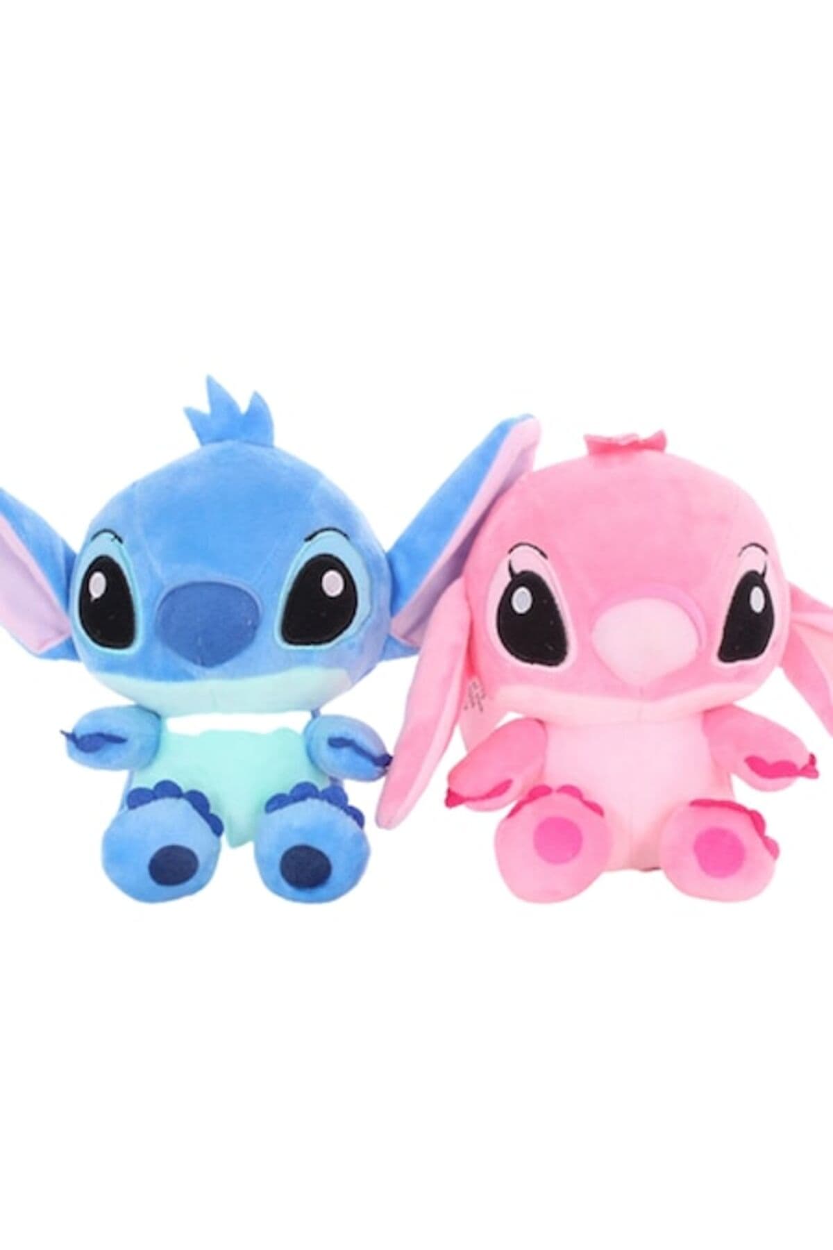 Set de 2 jucarii de plus - personaje din Lilo si Stitch, 25 cm, albastru/roz