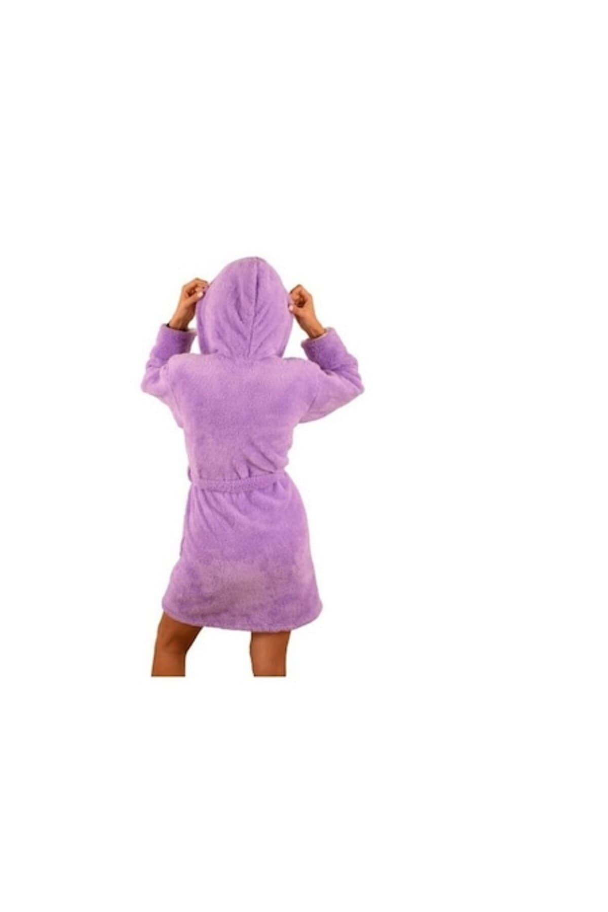 Fotografie produs: Halat de baie pufos pentru femei cu buline - violet, marimea L