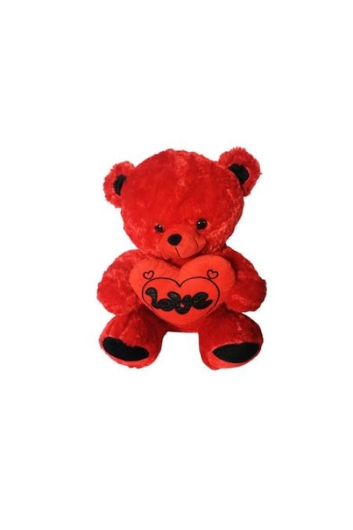 Fotografie produs: Ursulet de plus rosu cu inima si mesaj, 100 cm