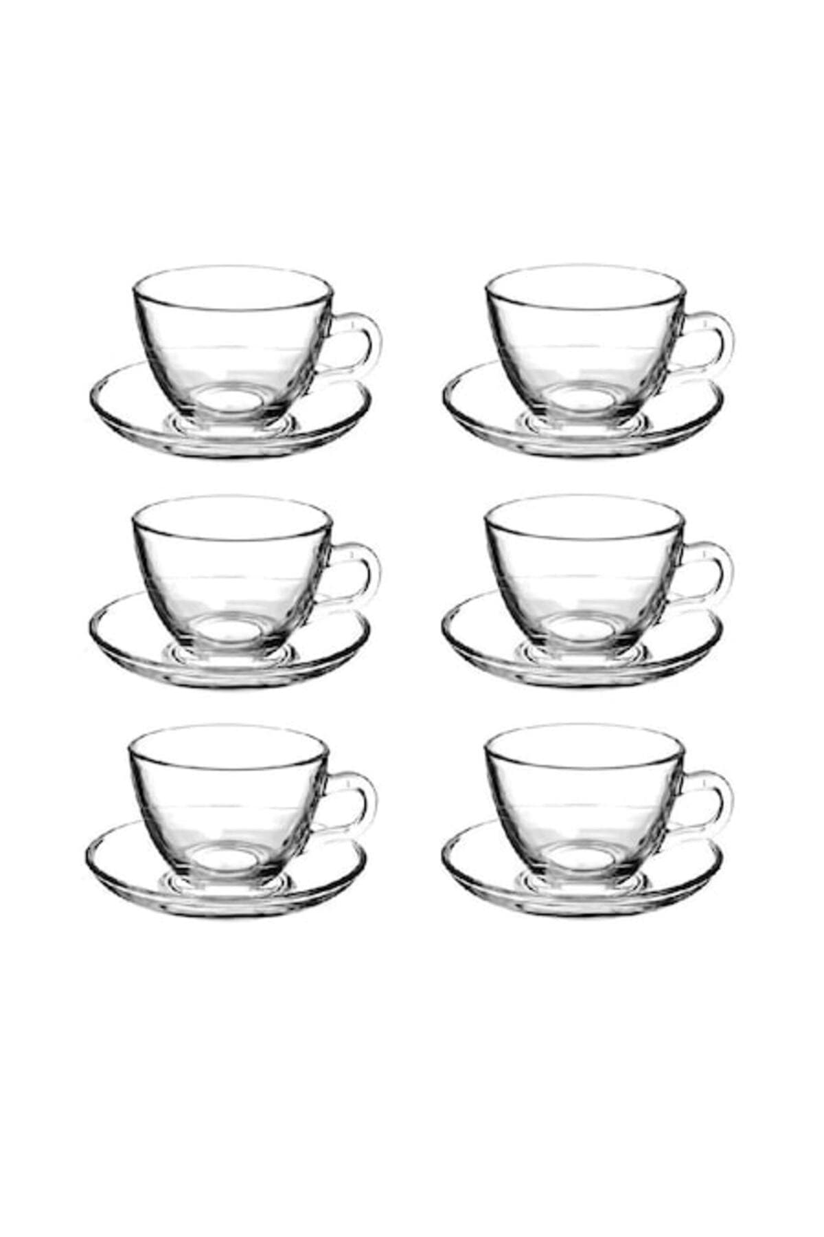 Fotografie produs: Set de cesti GlasyCups pentru cafea/ceai cu farfurie, 250 ml, transparente, 6 buc.