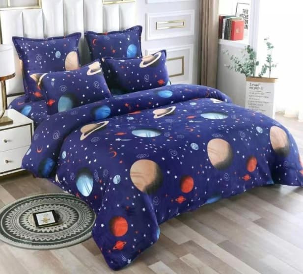 Lenjerie de pat pufoasa Cocolino,6 piese - planete 200 x 230 cm