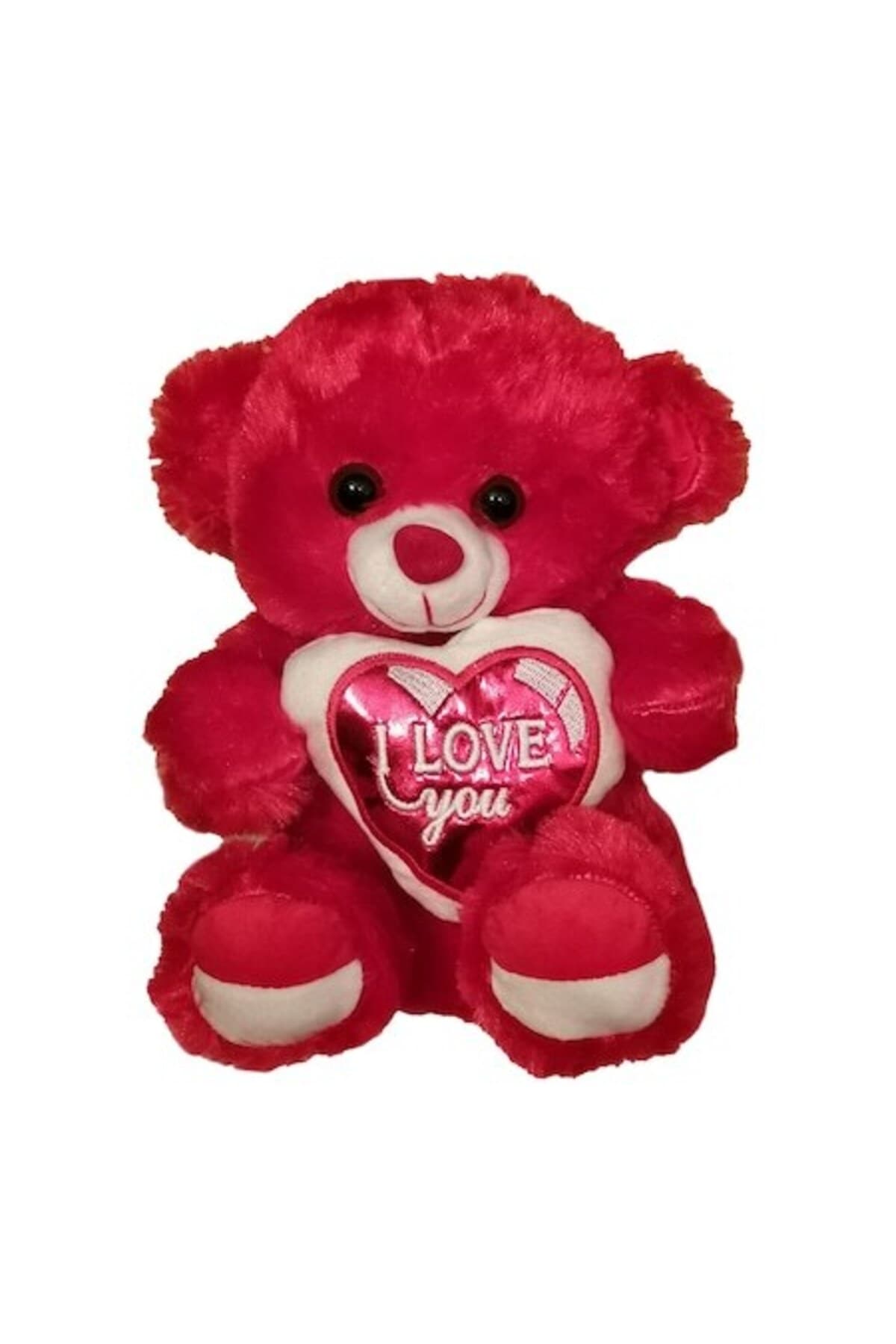 Ursulet de plus cu inima, 24 cm, cadou de Ziua indragostitilor, culoare rosie, text Te iubesc