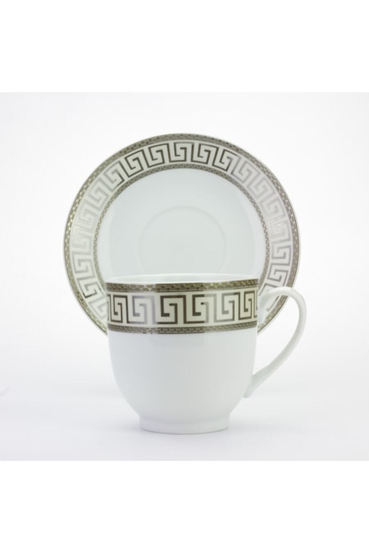 Fotografie produs: Set de cesti de cafea MALOOKI, 6 cesti + 6 farfurioare, model argintiu