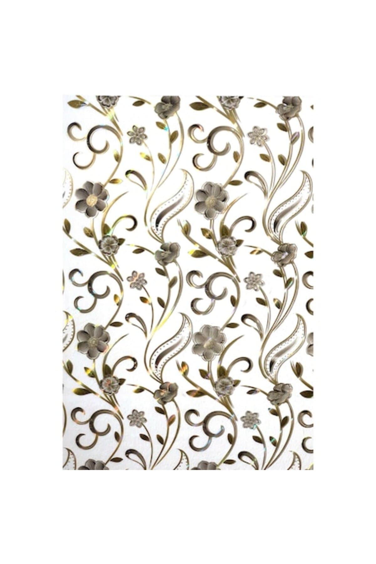 Fotografie produs: Fata de masa transparenta cu model floral auriu, silicon, 100 x 160 cm